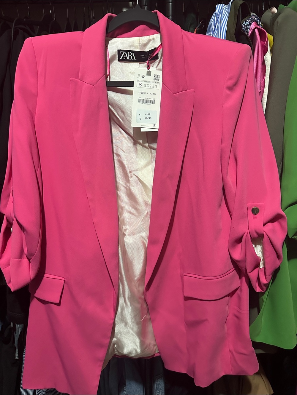 Zara Bright Pink Relaxed-Fit Blazer